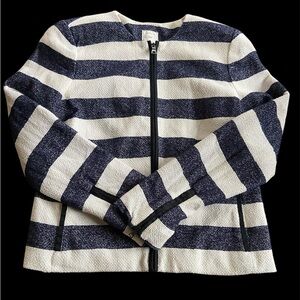 Gap Women’s Colorblock Large Striped Navy Blue White Career Work Blazer Jacket M